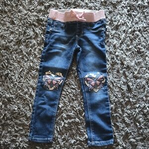 Children's Blue Jeans with Butterfly Accents